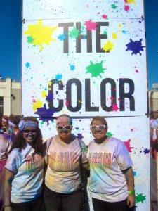 Emily Edwards, Katie McClain (that's me) and Holly Bruner after completing The Color Run: Nashville 2012